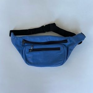 Blue leather fanny pack